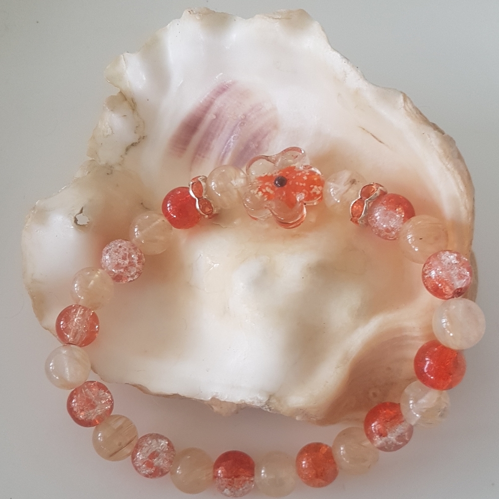💮 Murano Glass Flower Iron Agate Bracelet